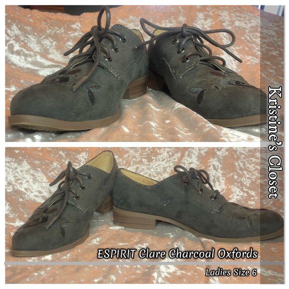 ESPIRIT Clara Charcoal Oxfords - Ladies Size 6 - Picture 4 of 10